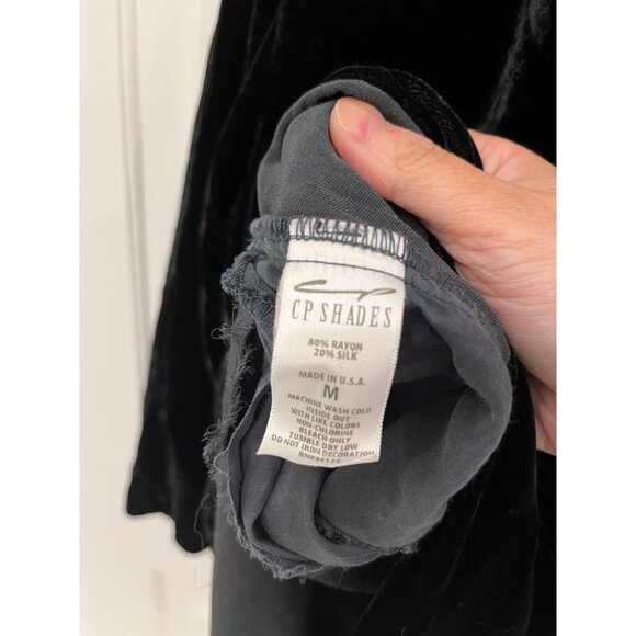 CP Shades Black Velvet Tunic Top Blouse MEDIUM Rayon Silk - Picture 7 of 7